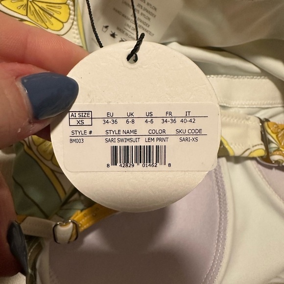 NWT Andrea Iyamah Sari One Piece Bathing Suit Lemon Print Swimsuit Size XS - Picture 8 of 9